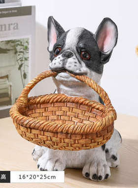 仿真狗摆件门口入户玄关鞋柜狗钥匙收纳客厅创意茶几桌面家居装饰