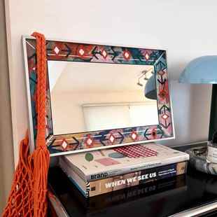 艺术撞色挂画 客餐厅法式 马蒂斯复古花边镜子装 饰画中古包豪斯风格