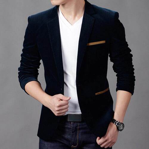 男西服korean Men one Button slim fit Suit blazer Coat Jacket