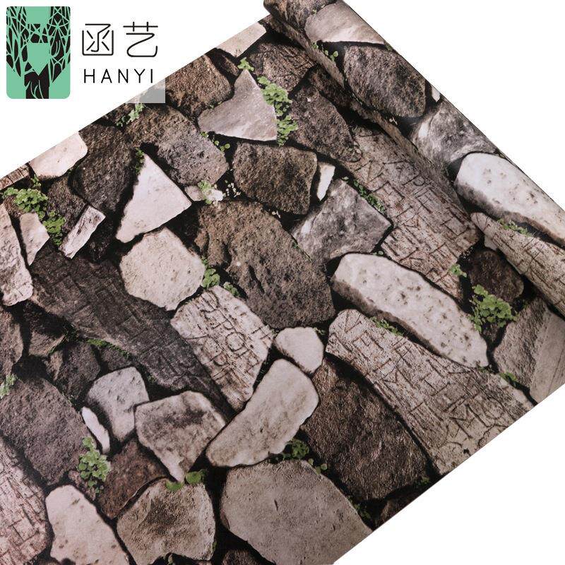 餐馆翻新立体砖纹墙纸石头砖块客厅电视背景墙贴自粘墙布自贴