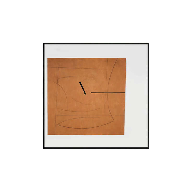 现代简约橙色抽象客厅背景墙装饰画酒店空间延伸挂画正方形墙壁画图片