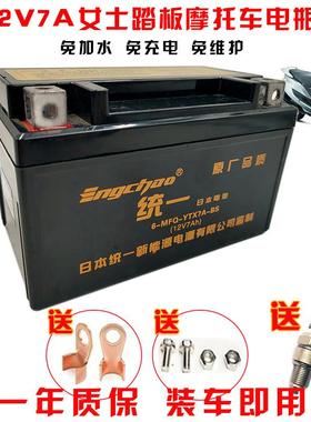 机车电瓶YTX7A-BS免维护豪迈豪.爵悦星125踏板配件蓄电池12V7AH