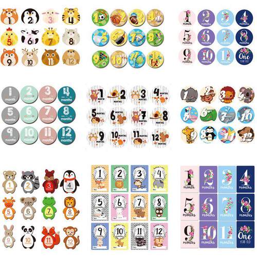 12 Pcs Month Sticker Baby Photography Milestone Memorial Mon