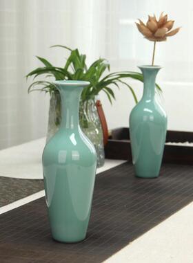龙泉青瓷花瓶陶瓷居家摆件中号插花瓶中式桌面花器净瓶佛龛瓶子