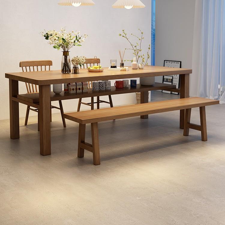 北欧实木餐桌家用小户型双层长方形吃饭桌子餐厅原木餐桌椅组合