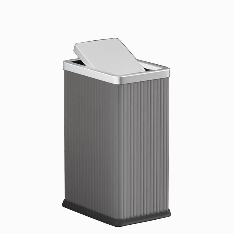 垃圾桶家用高级感大号方形摇盖桶轻奢意式条纹翻盖式筒隔绝气味
