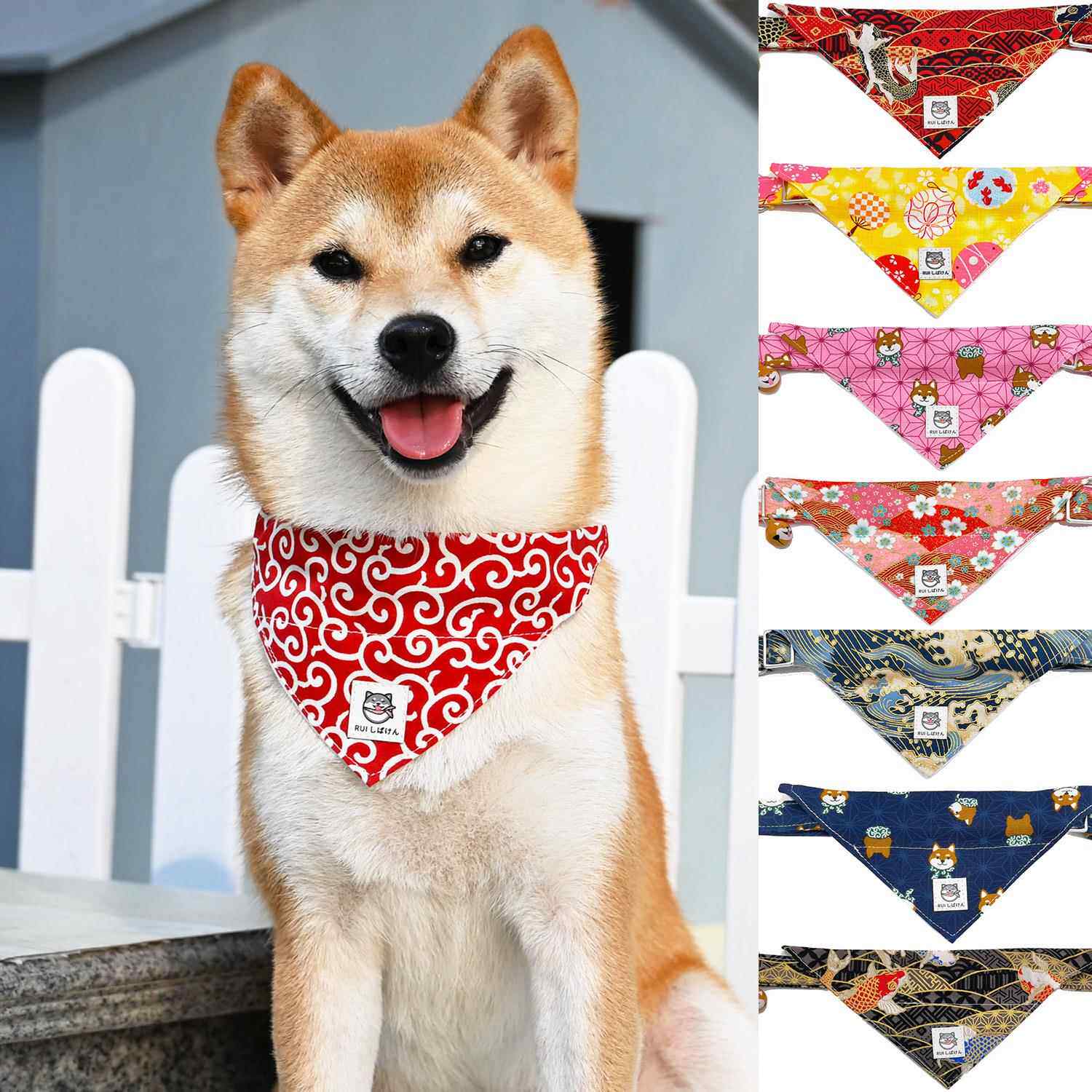 【芮柴家项圈/三角巾两件式套装】柴犬唐草纹日式口水巾领巾颈项