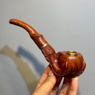 小叶紫檀烟斗男士便携小号实木小烟斗短嘴烟锅烟嘴复古旱烟斗