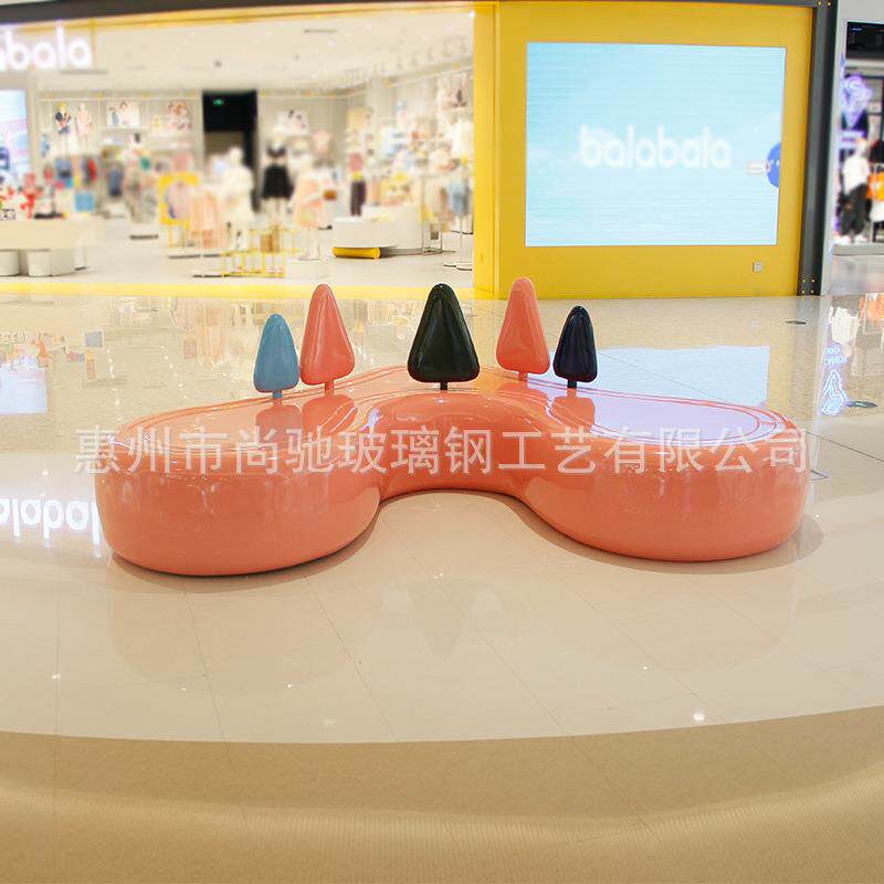 创意玻璃钢小树雪糕座椅商场机公园休闲心形靠背户外休息凳等候椅