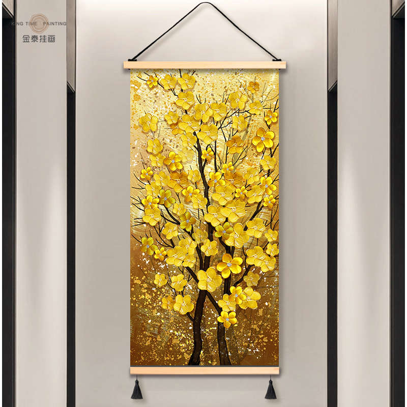 玄关挂画布艺挂布墙面装饰风水招财进宝墙上遮挡画创意ins背景布图片