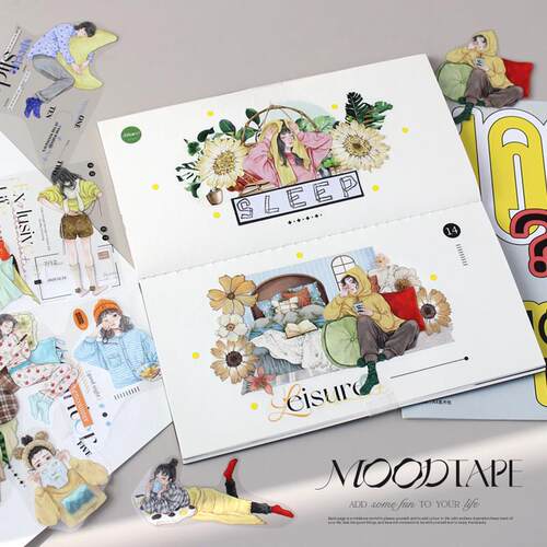 moodtape居家一刻温暖之居人物场景原创手账咕卡贴纸和纸胶带文具