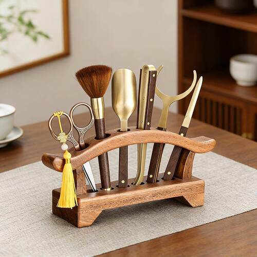 茶道架六君子套装胡桃实木茶叶剪刀茶桌茶台配件用品大全功夫茶具