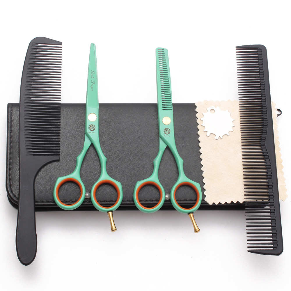 紫龙理发剪刀对称柄尾钉平剪牙剪刘海打薄美发套装工具5色批发