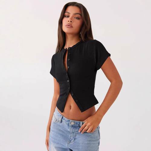 Women'S Solid Color Button Front Cardigan Elegant Casual