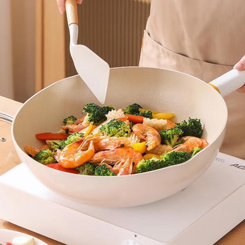 德世朗银月麦饭石不粘锅三件套锅具套装炒锅煎锅汤锅套装平底锅