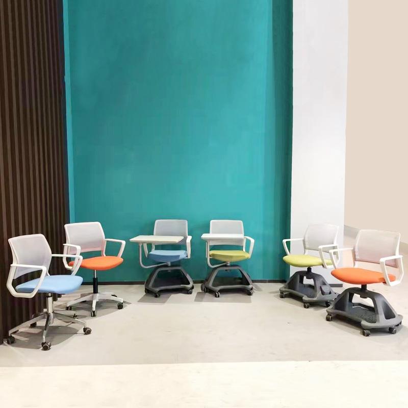 智慧课室培训椅会议电脑椅带写字板一体椅桌移动新闻记者椅