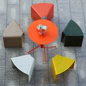 简约户外桌椅组合海边公园露天铝合金小圆桌咖啡厅室外餐桌椅吧台