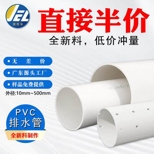 pvc排水管无字排污管白色农田灌溉管75200pvc250打孔渗透管厂家