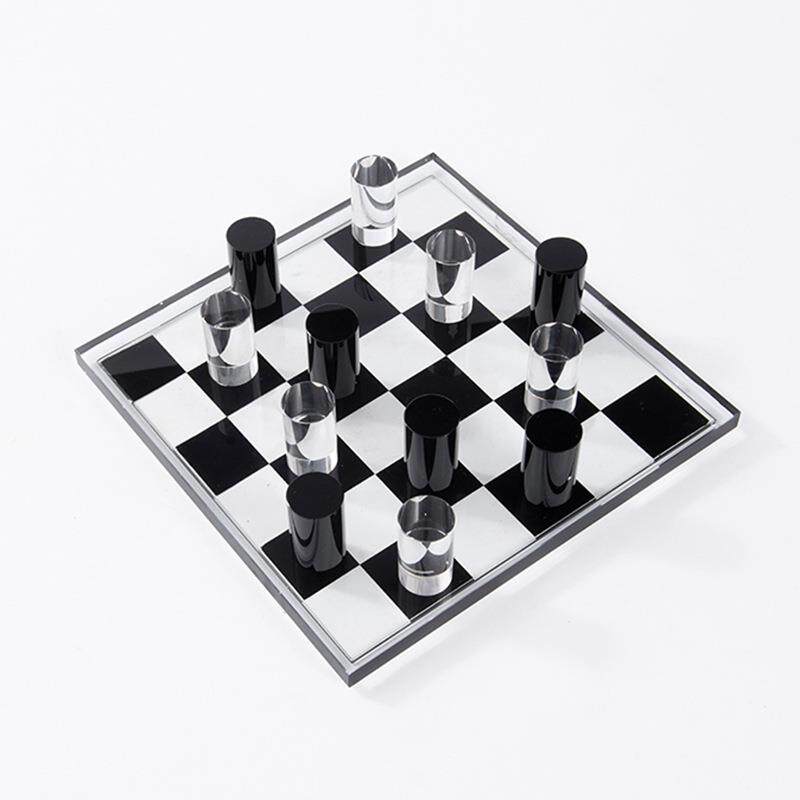现代简约水晶棋盘摆件样板房售楼部酒店茶几办公室桌面软装饰品