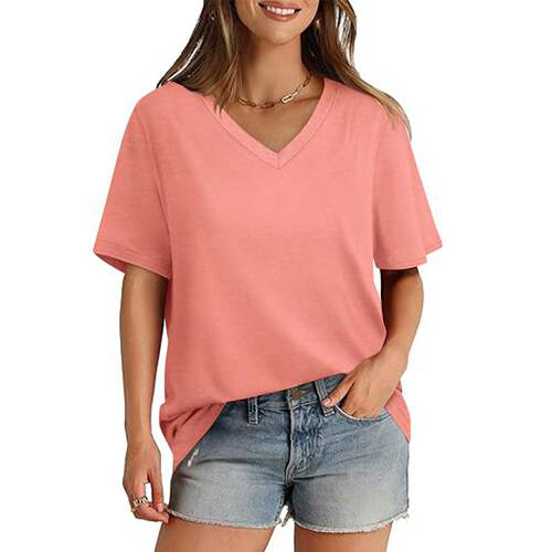 Womens Shirts V Neck Sleeve Casual Tees Tops 2025 Trending