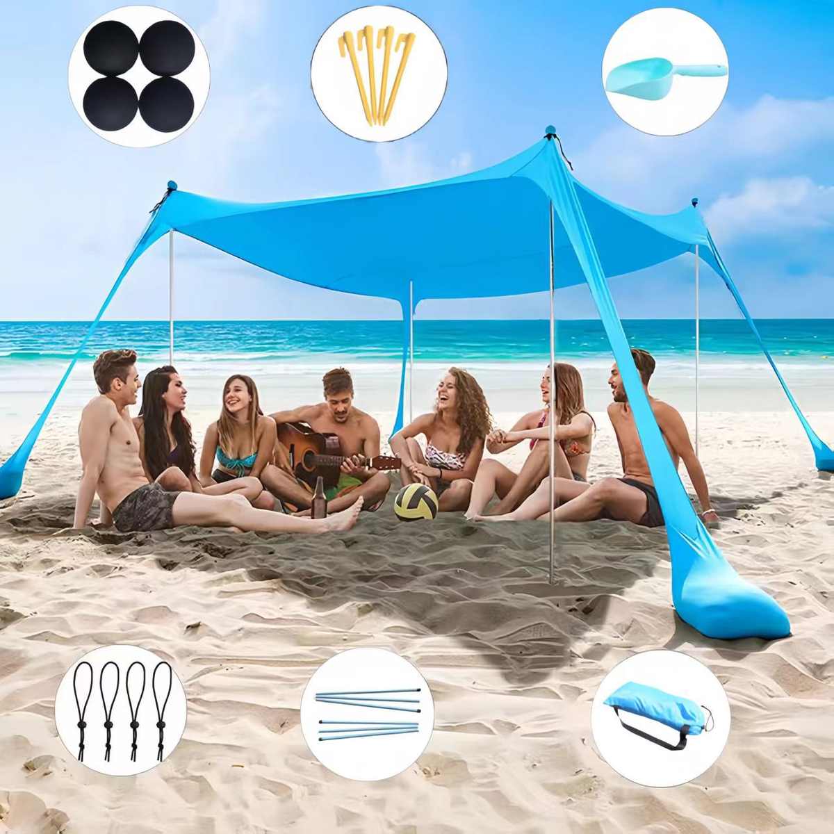 户外便携式莱卡遮阳天幕定制弹力沙滩帐篷定做草坪四季可用