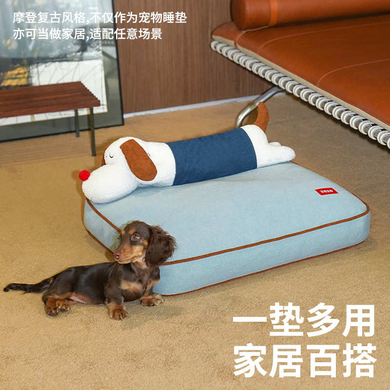 zeze牛仔趴趴狗宠物床猫窝夏季降温可拆洗猫床中小型犬四季通用