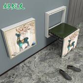 凳伸缩五金 家用门口实木挂墙隐形玄关穿鞋 进门换鞋 凳椅折叠壁挂式