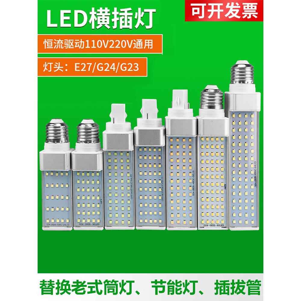 超亮全铝Led水平插头灯110V220V玉米球泡E27螺杆G24可更换插拔管