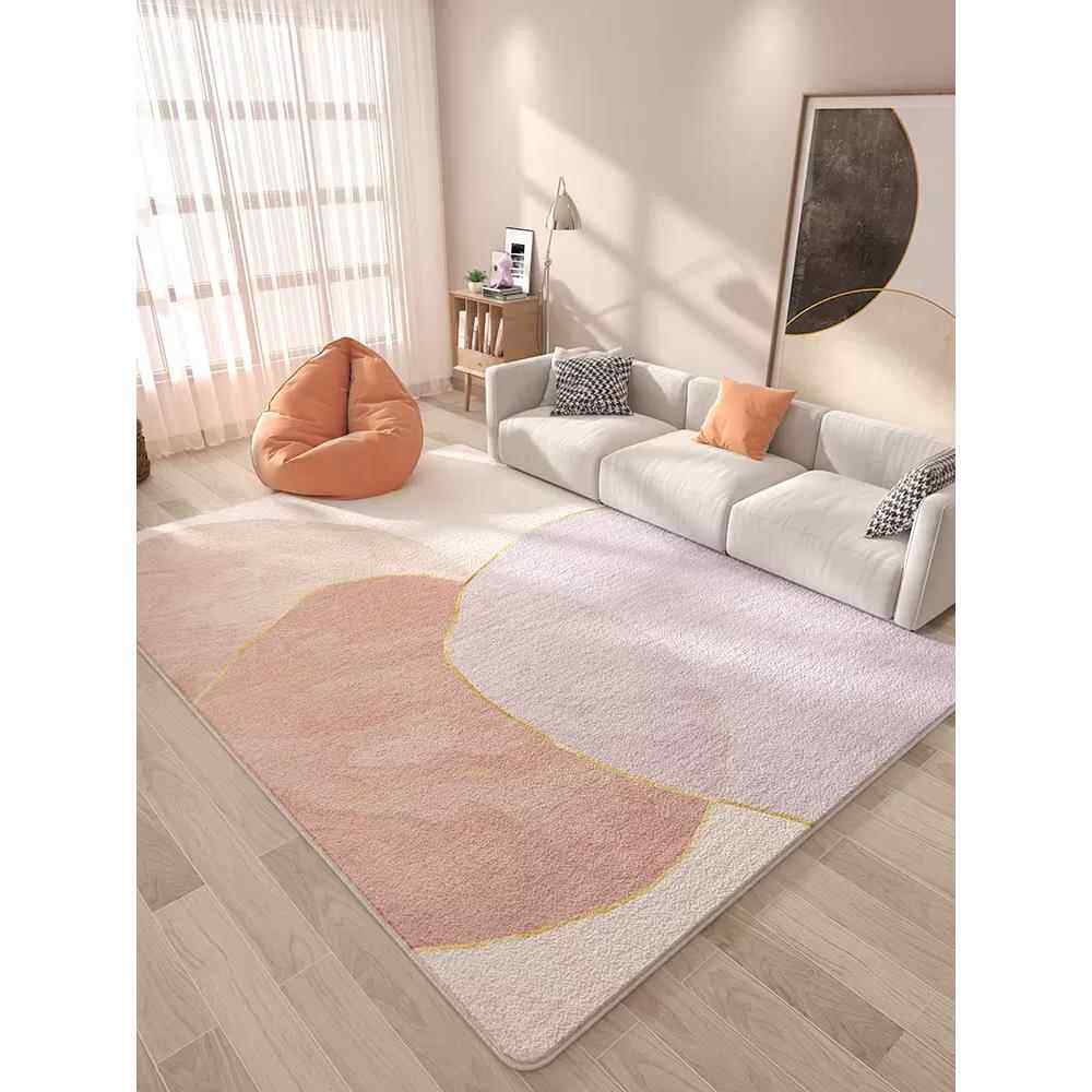 莫兰迪地毯客厅轻奢高级感沙发茶几毯暖色系奶油风卧室地垫可擦洗
