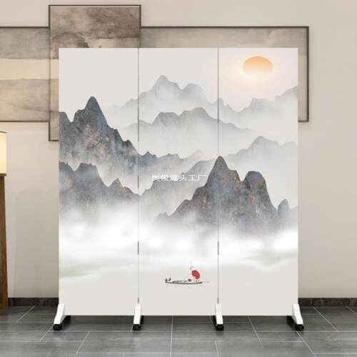 中式家屏风隔断客厅卧室卫生用间进门遮挡办公荷花扇帘室简易移口