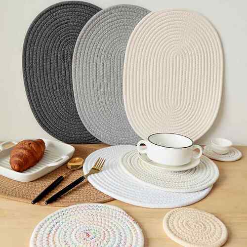 Cotton Thread Insulation Placemat Woven Anti-Scalding Coaste