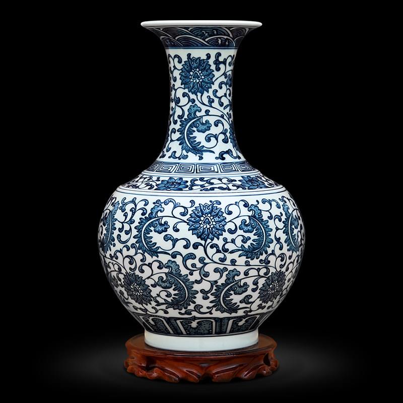 景德镇陶瓷器新中式彷古手绘青花瓷花瓶客厅摆件家居装饰工艺礼品
