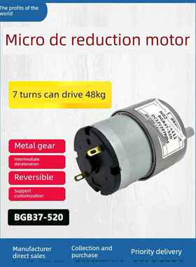 BGB37-520直流减速电机正反转金属齿轮6V-24V区间调速有刷马达