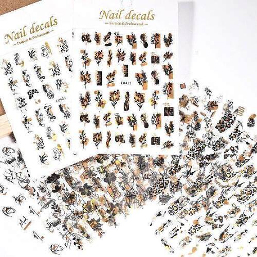 12Pcs Nail Art Sticker Abstract Line 3D Self-Adhesive Nail