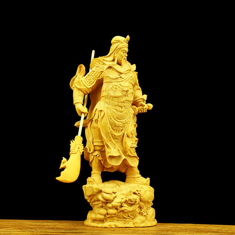 黄杨木雕关公半手工实木制工艺品 工艺把件摆件关二爷黄杨木手工