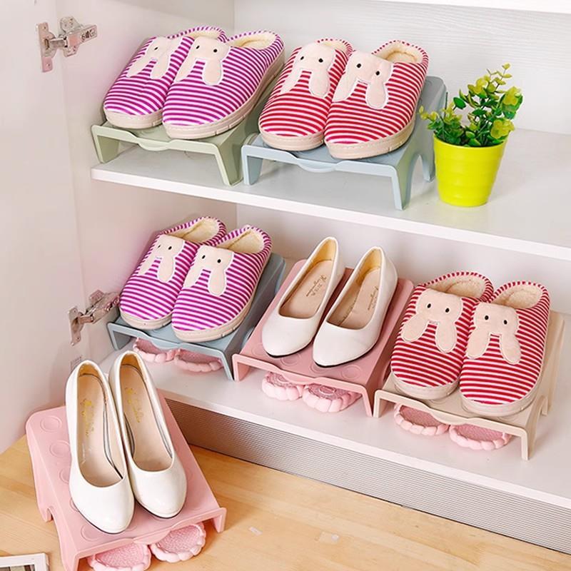 Plastic Double-Layer Shoe Organizer and Storage Rack, Integr