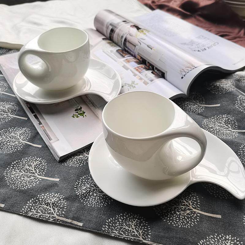 创意纯白骨瓷咖啡杯欧式杯碟意式拿铁拉花陶瓷小奢下午茶茶水杯