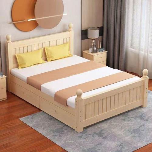 全米实木床现代简约1.米主卧双人房大床5出租YMV用单人床1米2简易