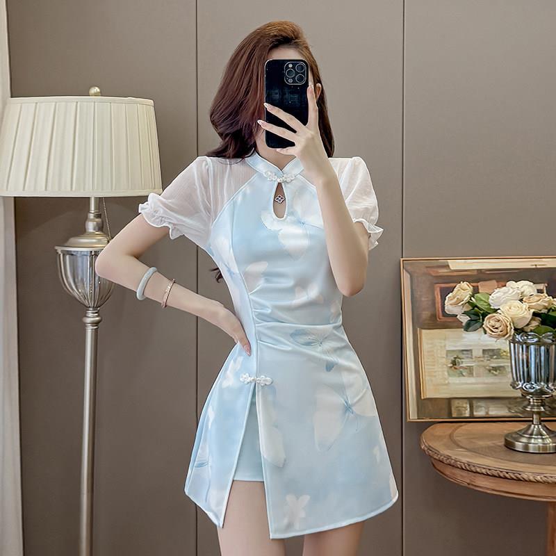 足浴技师工作服气质套装国风柔式足疗养生旗袍女新中式工衣