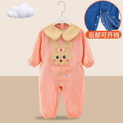 儿童连体罩衣秋冬季男童宝宝画画防水防脏婴儿爬行爬爬服女童外穿