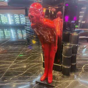 玻璃钢鞠躬迎宾人物雕塑售楼处酒店ktv商场展厅艺术落地灯摆件