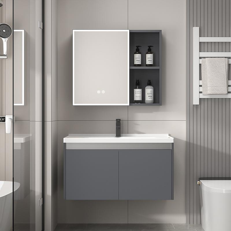 简约加厚蜂窝太空铝浴室柜组合一体陶瓷洗漱台洗手脸盆卫生间吊柜