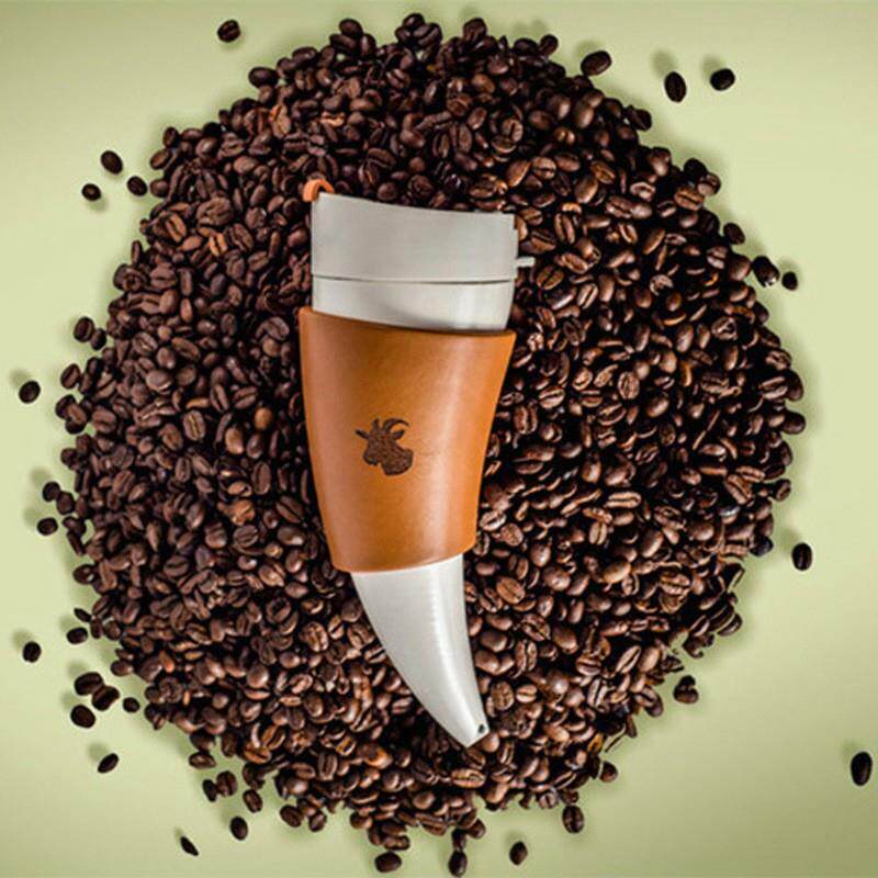 跨境羊角杯创意送挂绳山羊美式咖啡杯304不锈钢网红保温杯高颜值