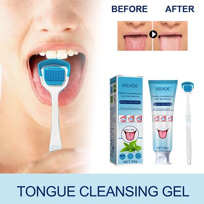 EELHOE Tongue Coating Cleansing Gel with Brush for Oral Care