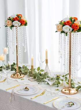 创意欧式铁花架摆件PEF酒店用T台主艺桌路引家餐装饰电镀婚庆道桌