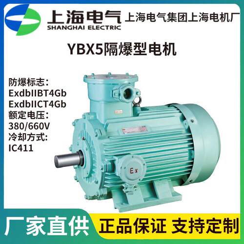 上海上电YBX5防爆电机IE5一级能效隔爆型B/CT4F/H级绝缘IP55/56