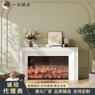 美式轻奢实木壁炉柜后现代简约客厅装饰柜法式复古门厅展示柜