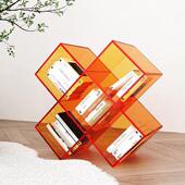 透明简约书立架子桌面亚克力杂志收纳轻奢家用客厅边几落地置物架