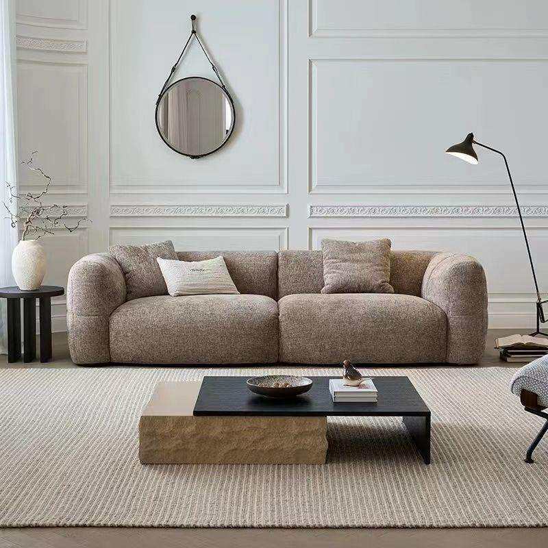 客厅大白沙发小户型法式复古棕色奶油风别墅大平层布艺沙发