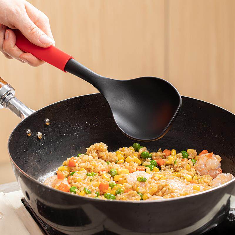 日本原装进口下村家用长柄搅拌饭勺炒菜稀饭汤勺炒勺盛饭防烫手柄